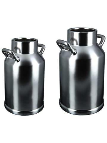 GILDE Vase "Face" in Silber - (B)10 x (H)15 x (T)9 cm