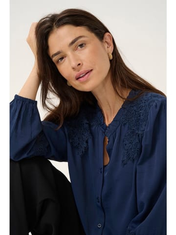 Cream Blouse "Luna" donkerblauw