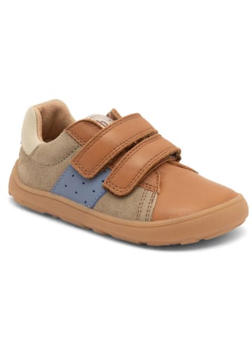 bisgaard Leder-Sneakers in Hellbraun/ Hellblau/ Khaki