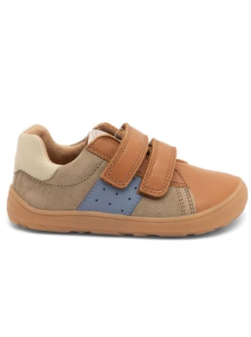 bisgaard Leder-Sneakers in Hellbraun/ Hellblau/ Khaki