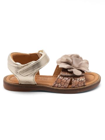 bisgaard Leder-Sandalen in Gold/ Braun
