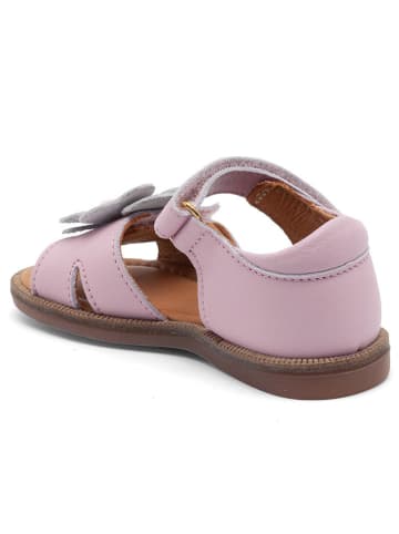 bisgaard Leder-Sandalen in Rosa/ Weiß
