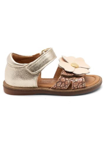 bisgaard Leder-Sandalen in Gold/ Beige