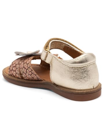 bisgaard Leder-Sandalen in Gold/ Beige