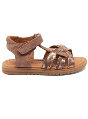 bisgaard Leder-Sandalen in Braun/ Gold