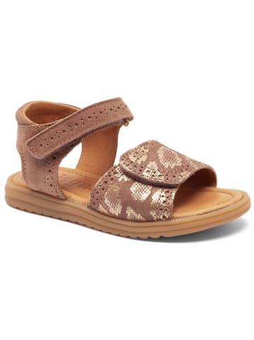 bisgaard Leder-Sandalen in Hellbraun/ Gold