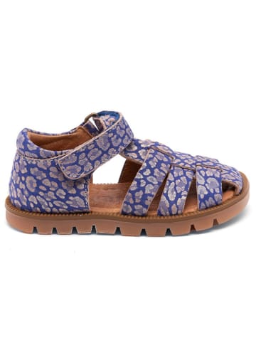 bisgaard Leder-Halbsandalen in Blau/ Rosa