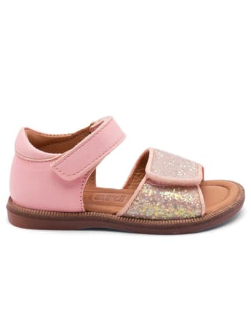 bisgaard Leder-Sandalen in Rosa/ Gold
