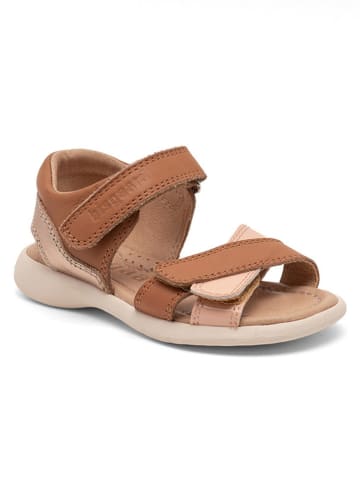 bisgaard Leder-Sandalen in Hellbraun/ Rosa