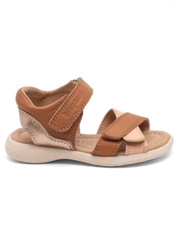 bisgaard Leder-Sandalen in Hellbraun/ Rosa