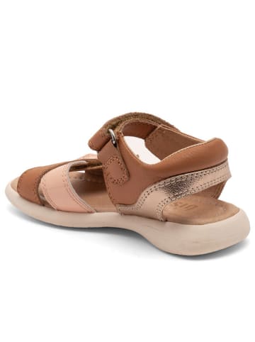 bisgaard Leder-Sandalen in Hellbraun/ Rosa