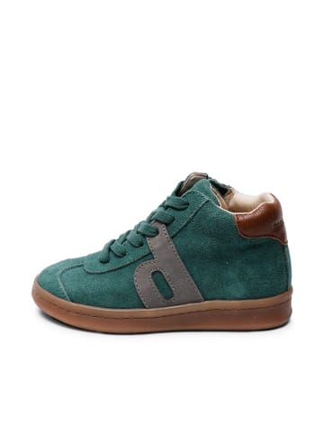 bisgaard Leder-Sneakers in Grün/ Grau/ Hellbraun