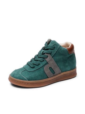 bisgaard Leder-Sneakers in Grün/ Grau/ Hellbraun