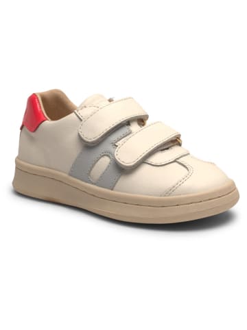 bisgaard Leder-Sneakers in Creme/ Rot/ Grau