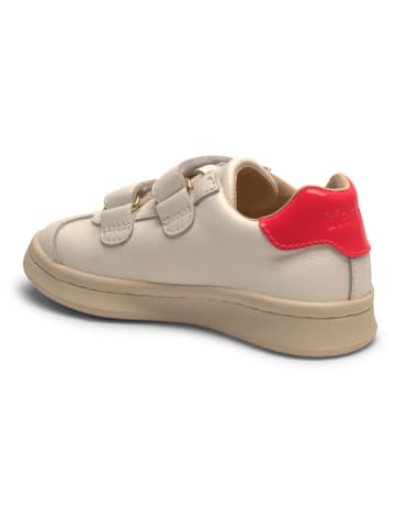 bisgaard Leder-Sneakers in Creme/ Rot/ Grau