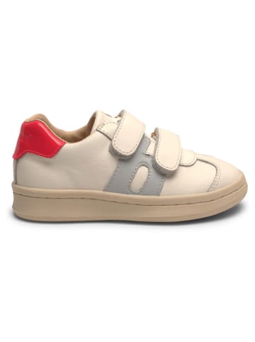 bisgaard Leder-Sneakers in Creme/ Rot/ Grau