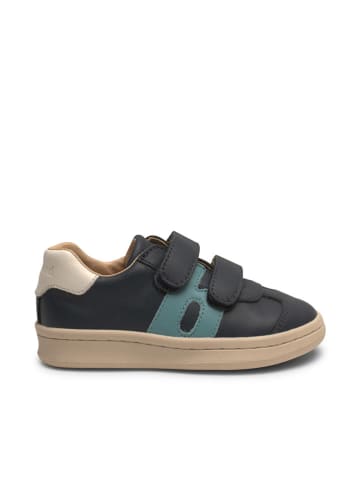 bisgaard Leder-Sneakers in Dunkelblau/ Beige/ Hellblau