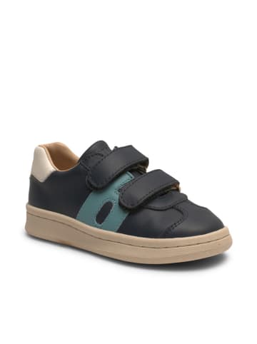 bisgaard Leder-Sneakers in Dunkelblau/ Beige/ Hellblau