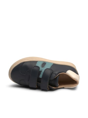 bisgaard Leder-Sneakers in Dunkelblau/ Beige/ Hellblau