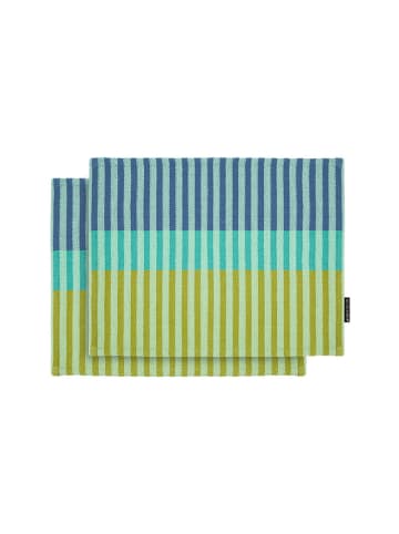 Remember 2er-Set: Tischsets ''Hugo'' in Blau/ Türkis/ Oliv - (L)43,5 x (B)32 cm