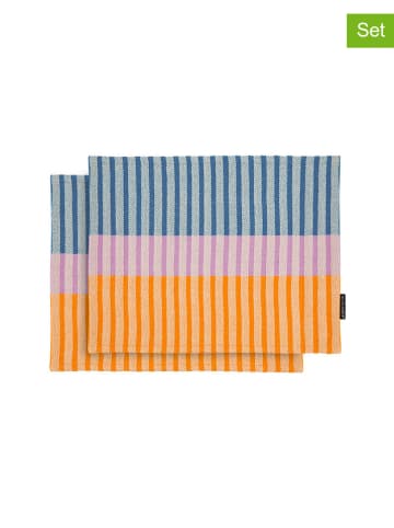 Remember 2-delige set: placemats "Romy" oranje/blauw/lichtroze - (L)43,5 x (B)32 cm