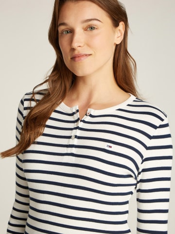 TOMMY JEANS Longsleeve in Weiß/ Dunkelblau