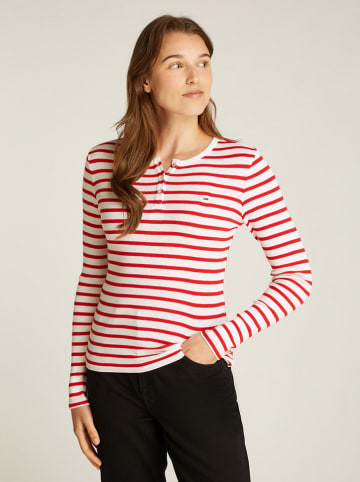 TOMMY JEANS Longsleeve in Weiß/ Rot