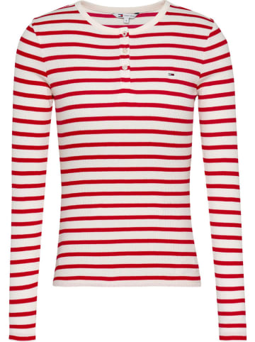 TOMMY JEANS Longsleeve in Weiß/ Rot