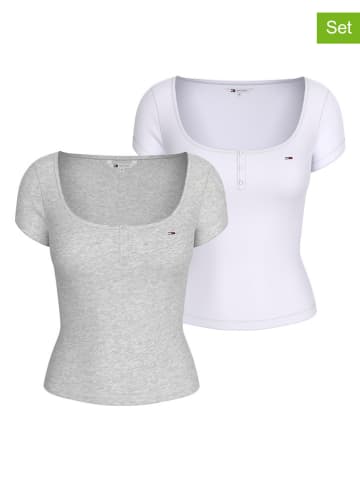 TOMMY JEANS 2er-Set: Shirts in Weiß/ Grau