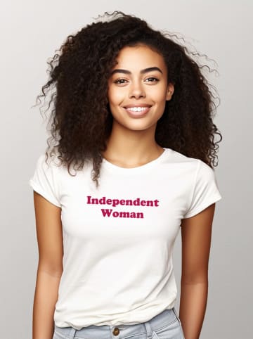 WOOOP Shirt "Independent woman" in Weiß