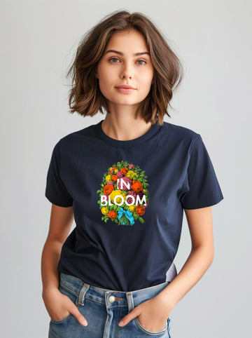 WOOOP Shirt "In bloom" donkerblauw