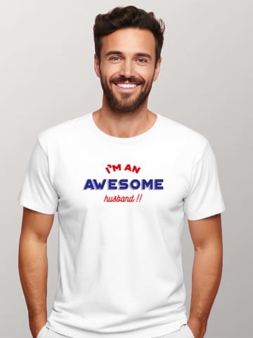 WOOOP Koszulka "I'm awesome husband" w kolorze białym