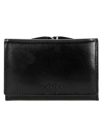Leder-Geldbörse in Schwarz - (B)12 x (H)8 x (T)2 cm