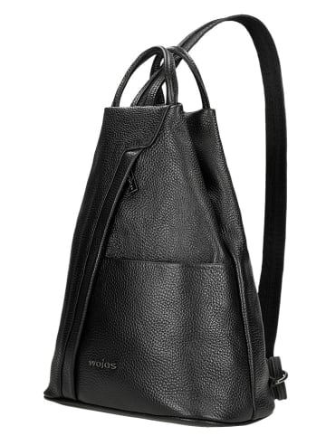 Wojas Leder-Rucksack in Schwarz/ Schwarz - (B)25 x (H)30 x (T)12 cm