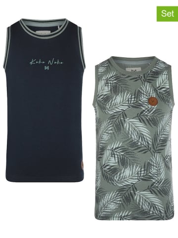 Koko Noko 2er-Set: Tops in Dunkelblau/ Grün
