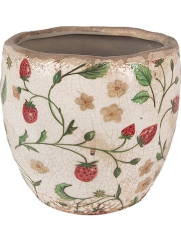 Clayre & Eef Doniczka w kolorze beżowo-czerwonym - wys. 14 x Ø 14 cm