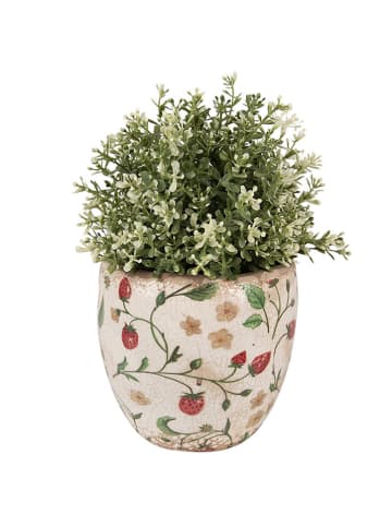 Clayre & Eef Blumentopf in Beige/ Rot - (H)14 x Ø 14 cm