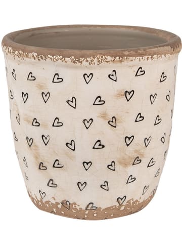 Clayre & Eef Blumentopf in Beige/ Schwarz - (H)13 x Ø 14 cm