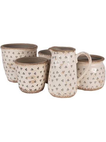 Clayre & Eef Blumentopf in Beige/ Schwarz - (H)13 x Ø 14 cm