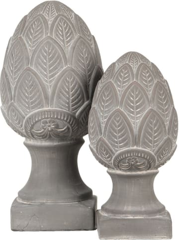 Clayre & Eef Decoratief object "Dennenappel" grijs - (H)33 x Ø 16 cm
