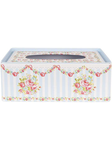Clayre & Eef Taschentuchbox in Hellblau/ Rosa - (B)25 x (H)10 x (T)13 cm