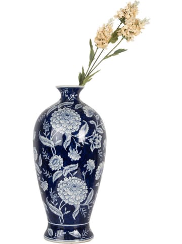 Clayre & Eef Vaas donkerblauw/wit - (H)42 x Ø 21 cm