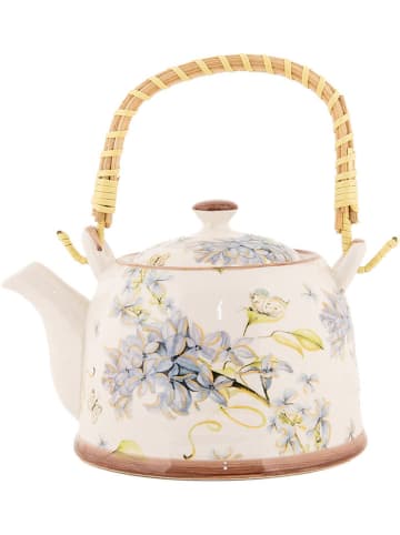 Clayre & Eef Teekanne in Creme/ Hellblau - 800 ml