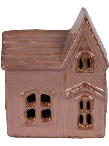 Clayre & Eef LED-Dekoobjekt "Haus" in Rosa - (B)10 x (H)11 x (T)6 cm