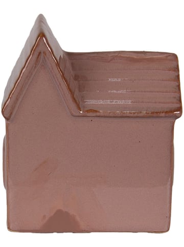 Clayre & Eef Decoratief ledobject "Haus" lichtroze - (B)10 x (H)11 x (D)6 cm