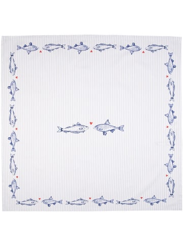 Clayre & Eef Tafelkleed wit/blauw - (L)100 x (B)100 cm