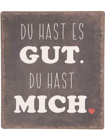 Clayre & Eef Textschild in Grau/ Weiß - (B)13 x (H)15 cm