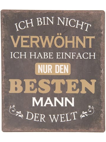 Clayre & Eef Textschild in Grau/ Gold - (B)13 x (H)15 cm