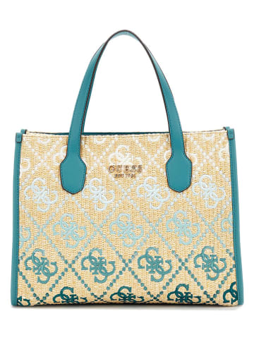 Guess Henkeltasche in Beige/ Türkis - (B)34 x (H)26 x (T)13 cm