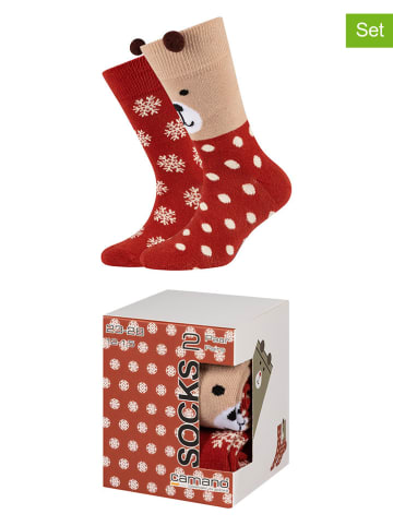 camano 2er-Set: Socken in Rot/ Beige